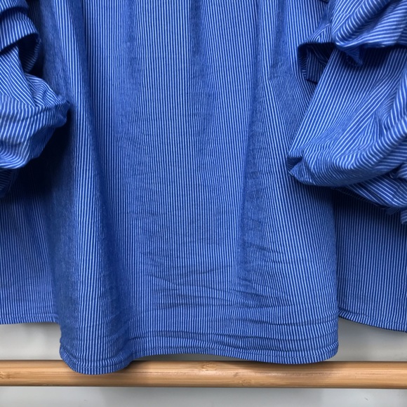 SOLD Zara Blue Striped Ruffle Sleeve Top Blouse M - Picture 6 of 14